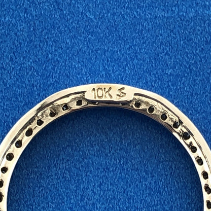 Gorgeous 10k White Gold Round Cut Diamond Infinity Circle Band Ring Pendant