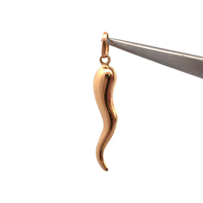 14K Yellow Gold Italian Horn Charm Pendant