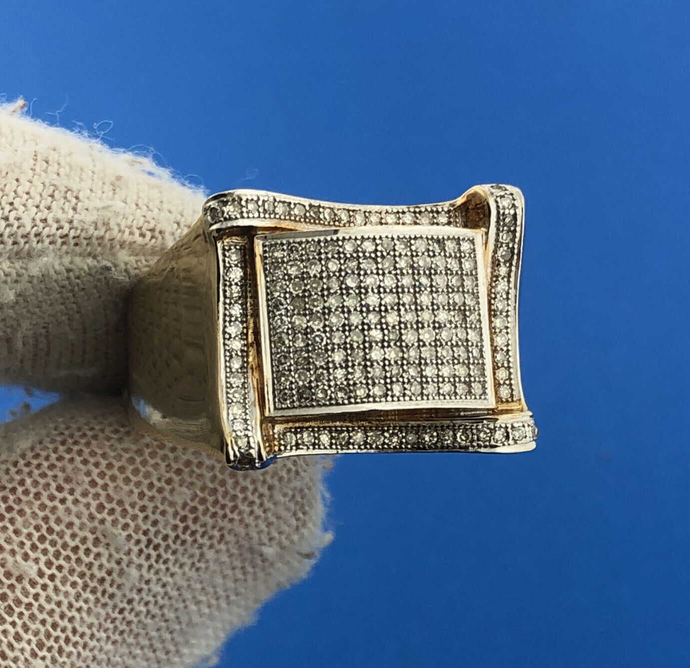 Gorgeous 10k Yellow Gold 0.5ct Round Cut Diamond Statement Ring Size 10