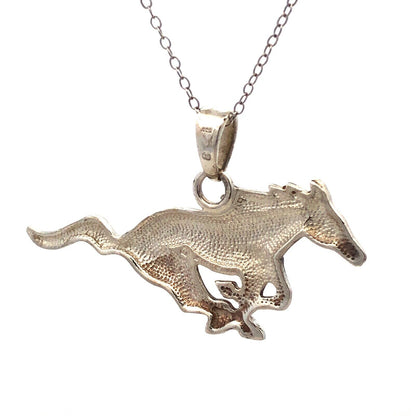 Designer S 925 Sterling Silver Horse Galloping Equine Pendant Necklace