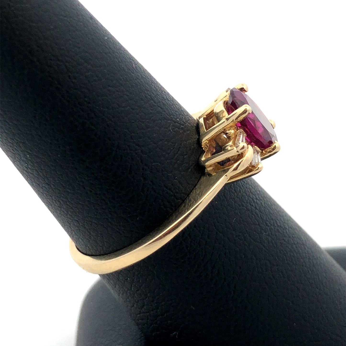 Designer SBT 14K Yellow Gold Oval Pink Tourmaline Diamond Accent Cocktail Ring