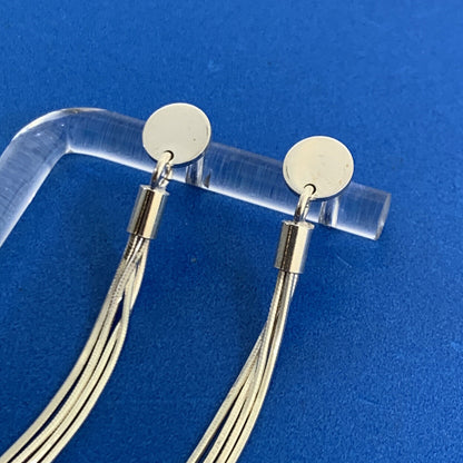 Designer 925 Sterling Silver 4 Strand Snake Chain Drop Dangle Stud Earrings