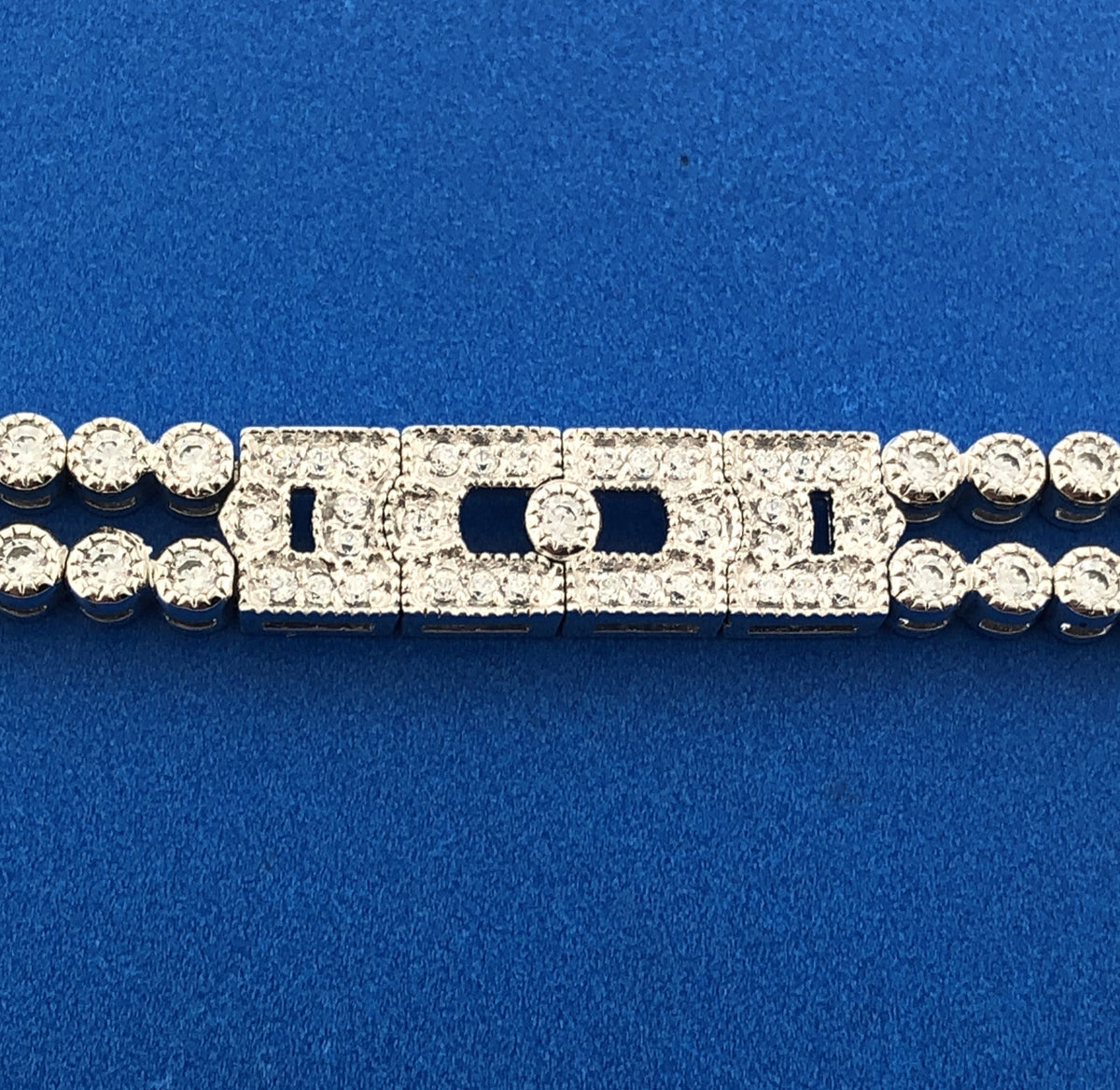 Designer SW 925 Sterling Silver Cubic Zirconia CZ Statement Tennis Bracelet