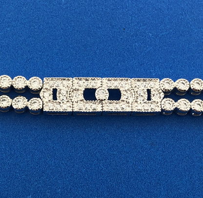 Designer SW 925 Sterling Silver Cubic Zirconia CZ Statement Tennis Bracelet