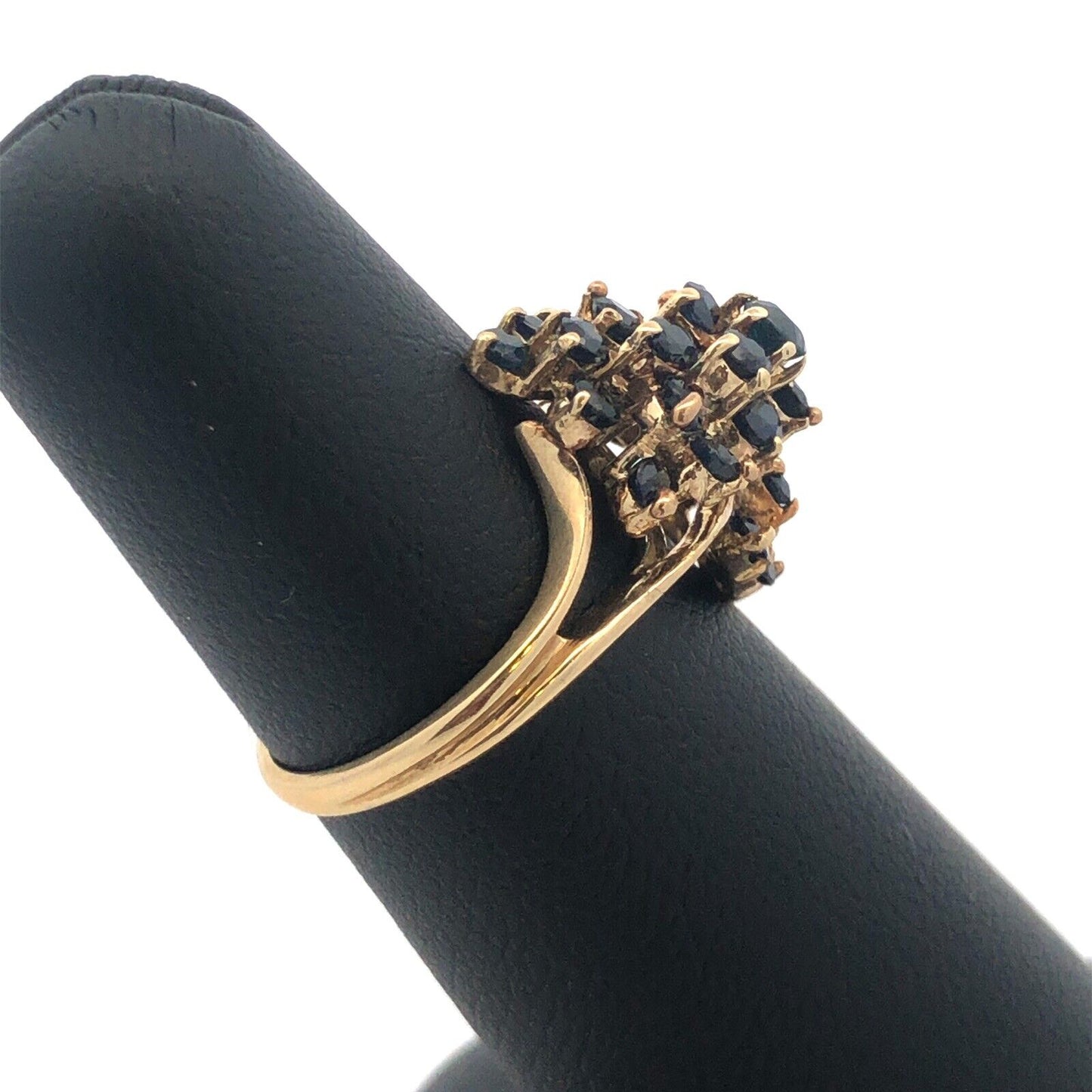 Vintage 14k Solid Yellow Gold Sapphire Cluster Ring 1.45tcw Size 6