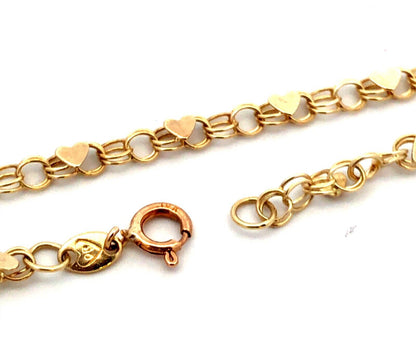 Designer OR 10K Yellow Gold Heart Chain Link Bracelet