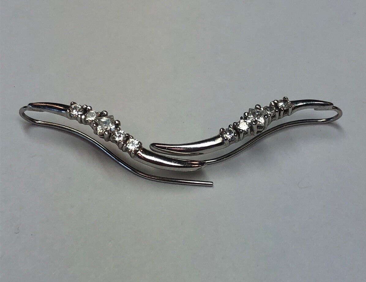 Designer Elegant 14K White Gold Cubic Zirconia Infinity Drop Dangle Earrings