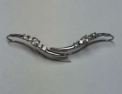 Designer Elegant 14K White Gold Cubic Zirconia Infinity Drop Dangle Earrings