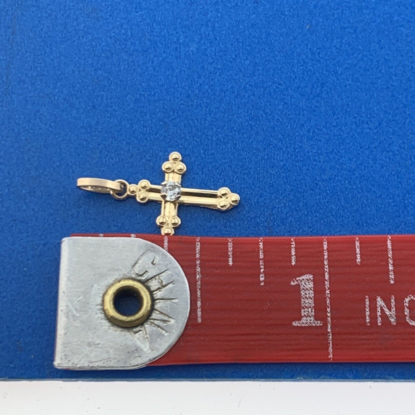 Charming 14K Yellow Gold Cubic Zirconia Cross Communion Petite Charm Pendant