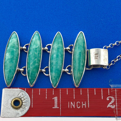 Stunning Sterling Silver 925 Cabochon Turquoise 18" Oval Link Pendant Necklace