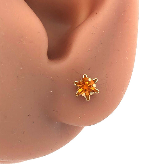 Designer 14K Yellow Gold Round Citrine Starter Stud Earrings