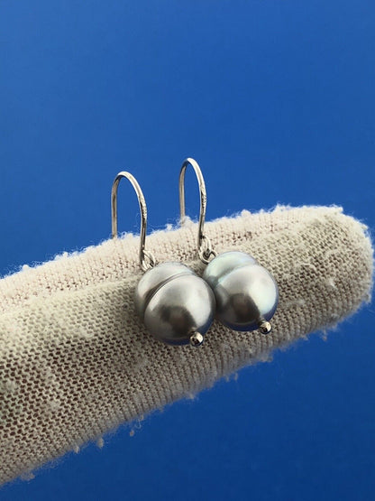 Honora Collection 925 Sterling Silver Oval Grey Pearl Drop Dangle Earrings