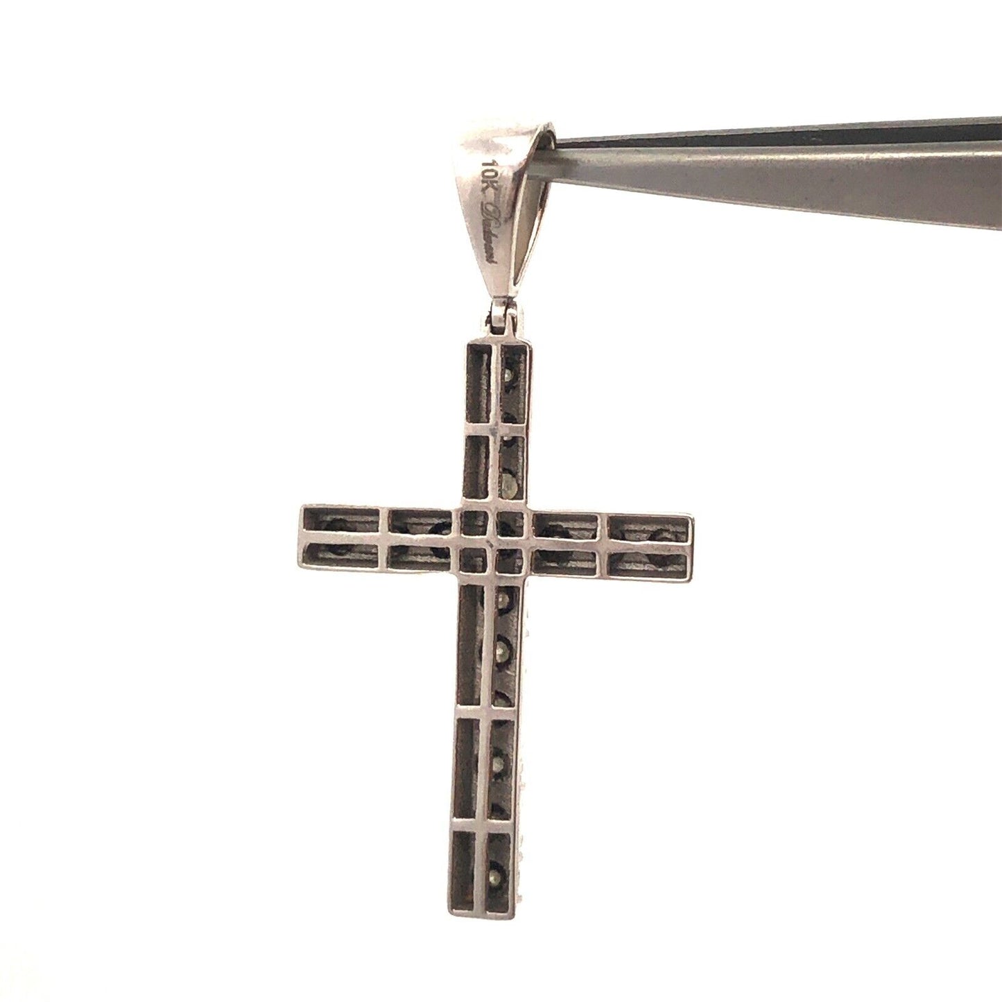Designer Dadwani 10K White Gold Diamond Religious Communion Unisex Cross Pendant