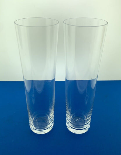 Designer Signed Deborah Ehrlich Swedish Handblown Tall Shot Glass Flute Pair