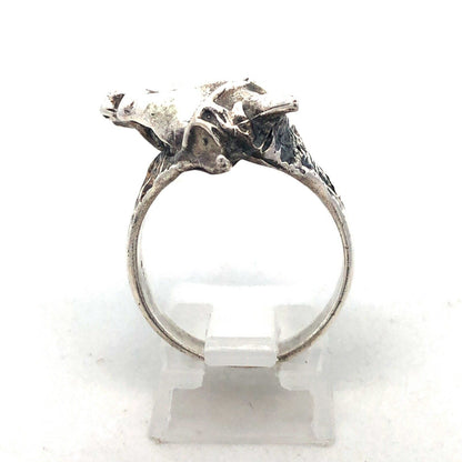 Retro 925 Sterling Silver Horse Head Bridle Western Style Statement Chunky Ring
