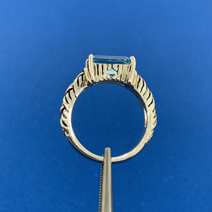 Andrea Candela 14K Yellow Gold 925 Sterling Silver Blue Topaz Woven Cable Ring