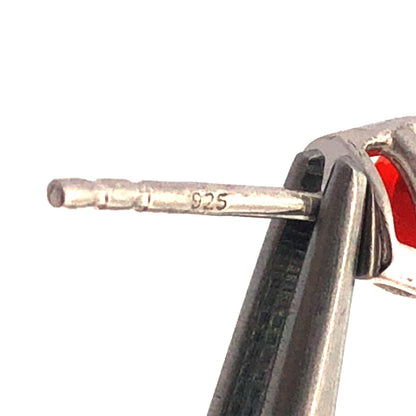 925 Sterling Silver Pear Cut Orange Cubic Zirconia CZ Stud Earrings