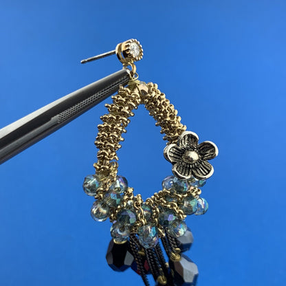 Gold Silver Tone Multi Colored Crystal Statement Pear Hoop Drop Dangle Earrings