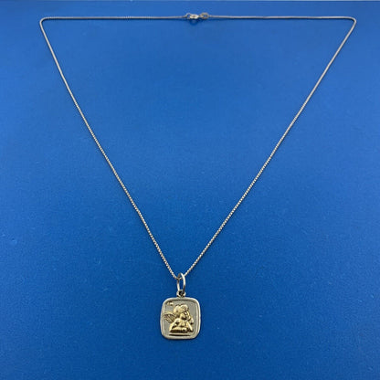 FAS Italy 925 Sterling Silver Two Tone Cherub Guardian Angel Pendant Necklace