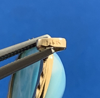 Designer 14K Yellow Gold Teardrop Larimar Statement Pendant