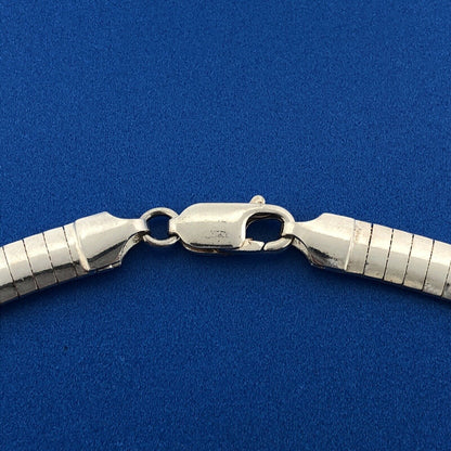 Classic Milor Italy Sterling Silver 925 Omega Snake Wide Choker Necklace