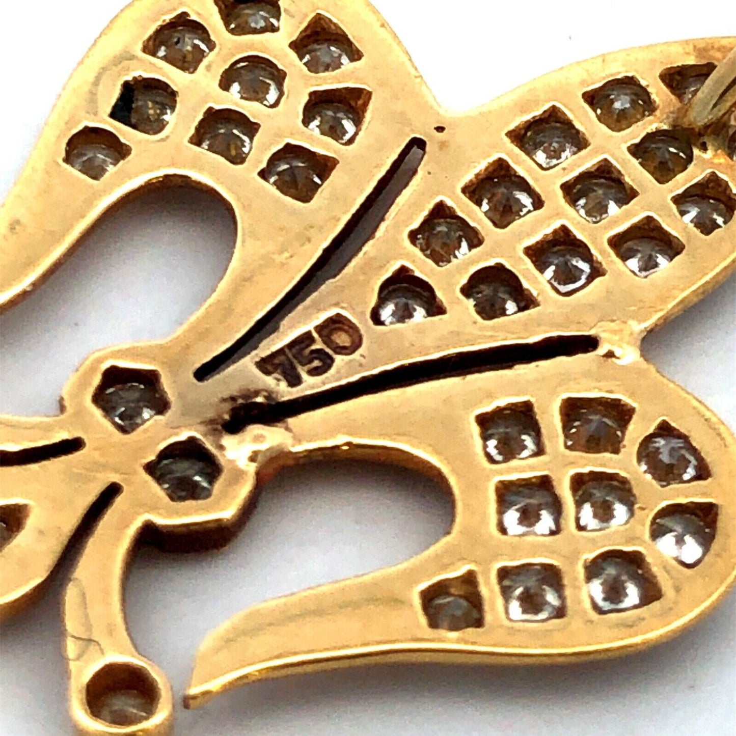 Estate 18K Yellow Gold Round Diamond Fleur De Lis French Religious Pendant