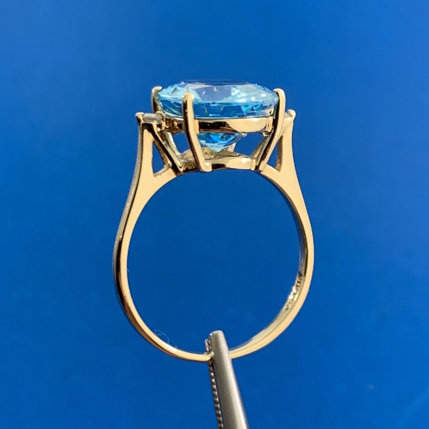Designer Blue Topaz & Diamond Accents 14K Yellow Gold Statement Ring