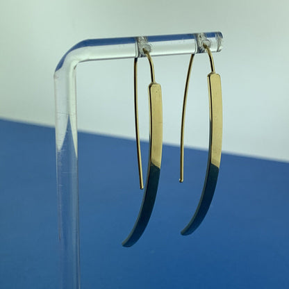 Designer Italy 14K Yellow Gold Polished Statement Slide Thread Hook Earrings