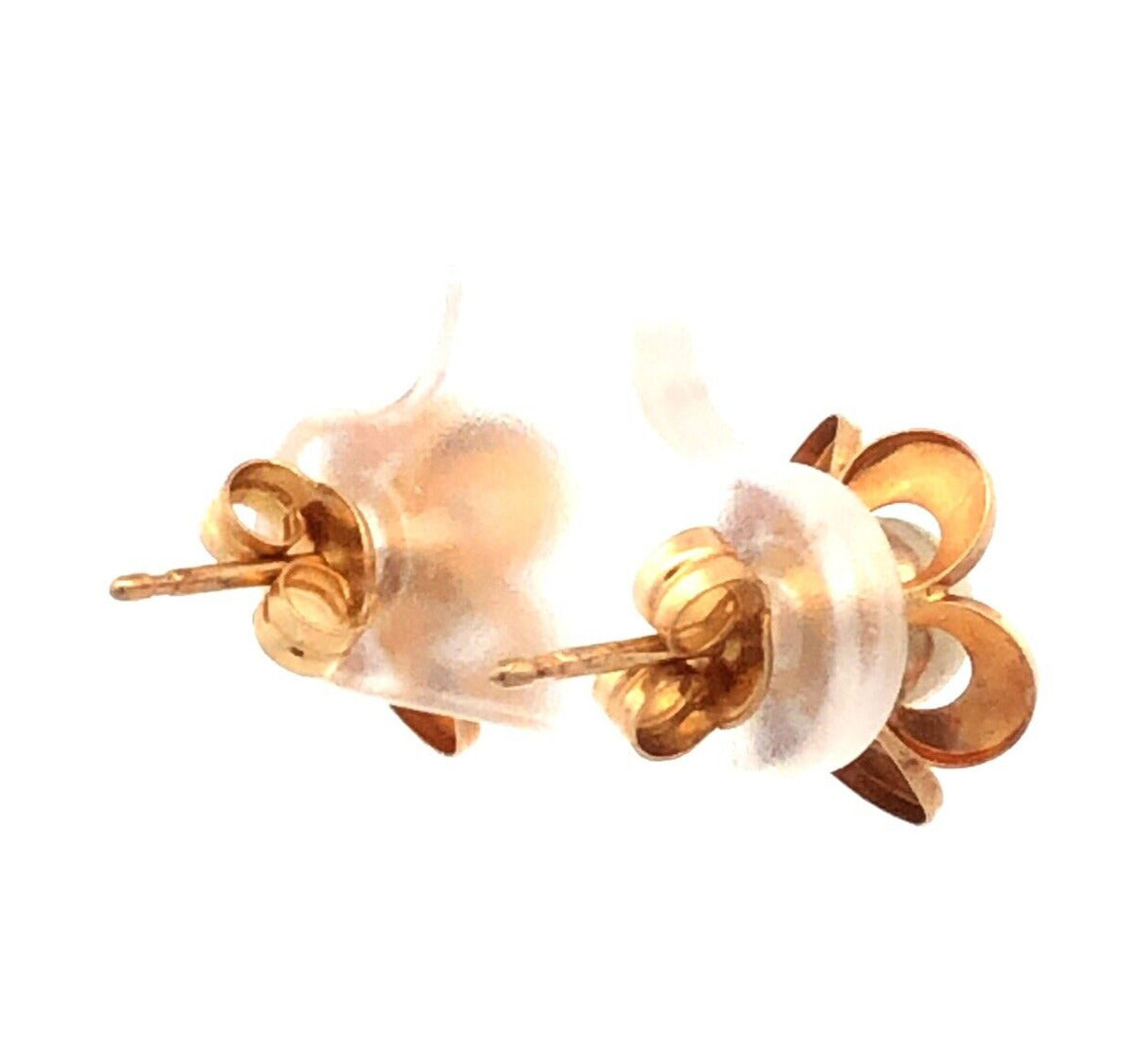 Designer Milor Spain 14K Yellow White Gold Two Tone Flower Stud Earrings