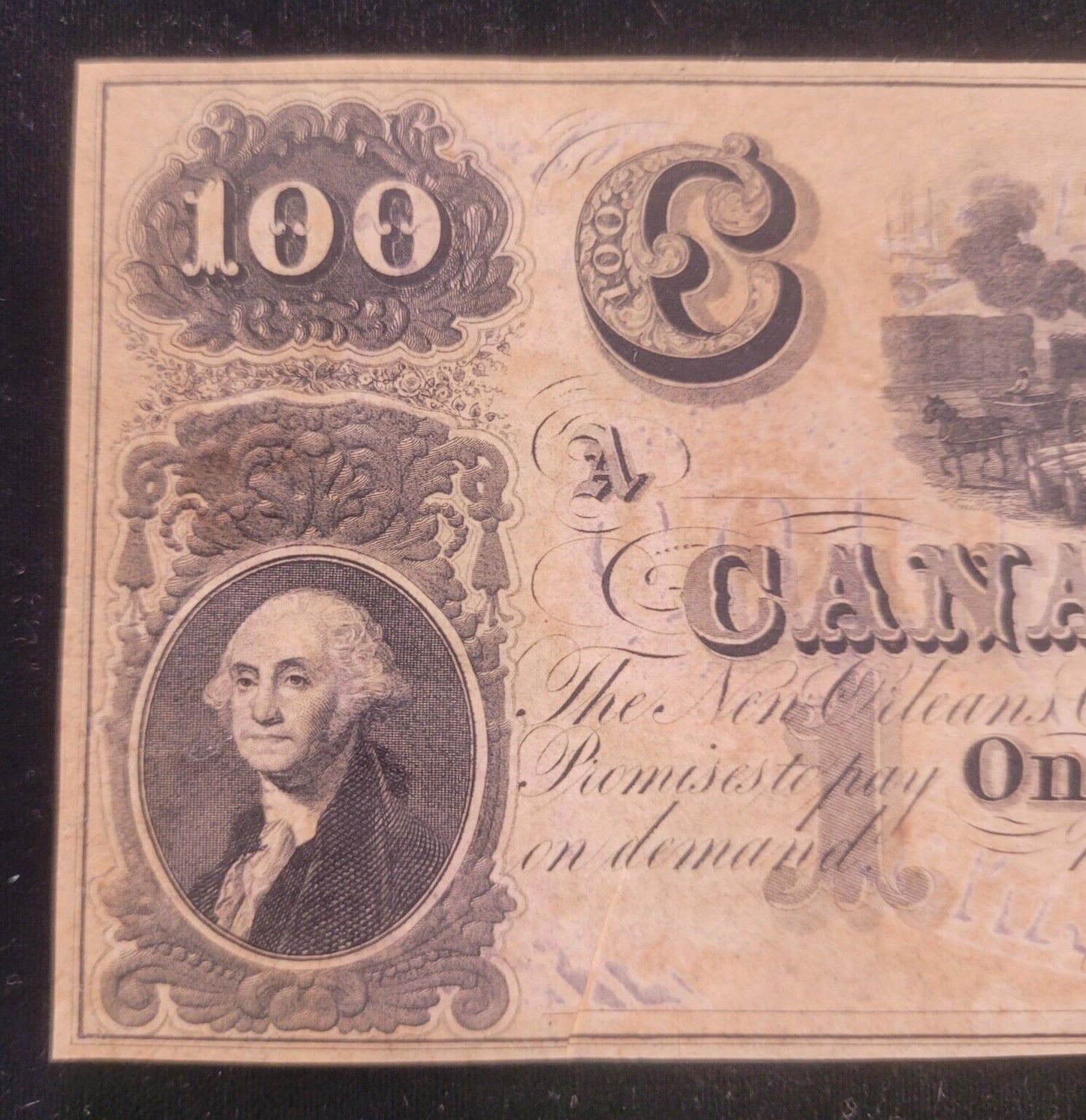1800s $100 Canal Bank, New Orleans, Louisiana Obsolete Currency Paper Bank Note
