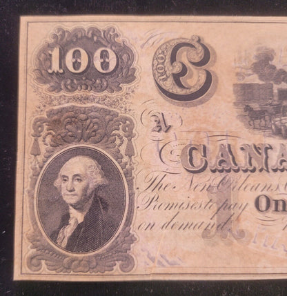 1800s $100 Canal Bank, New Orleans, Louisiana Obsolete Currency Paper Bank Note