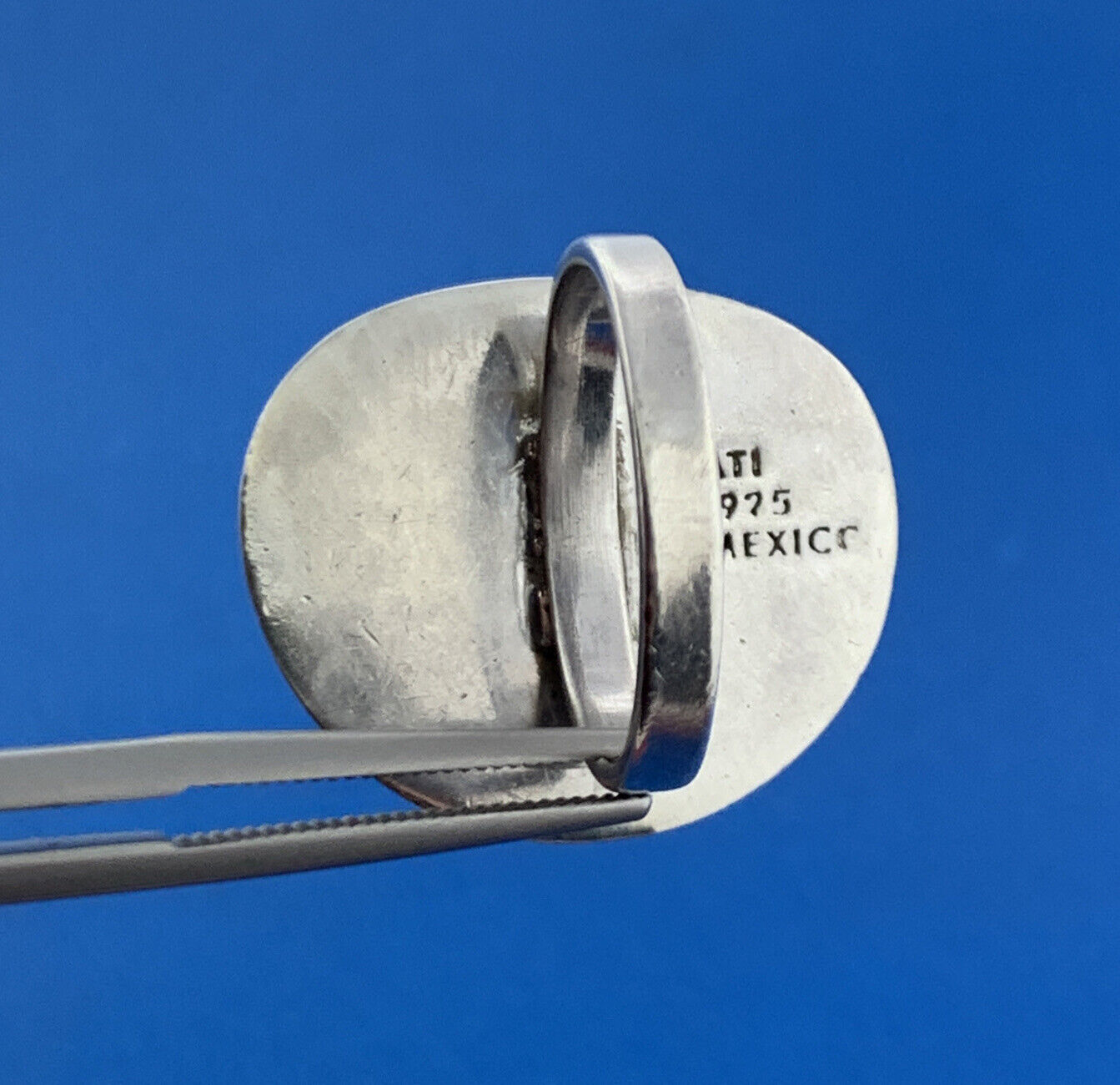 Designer ATI Mexican Sterling Silver 925 Cabochon Turquoise Ring Size 7