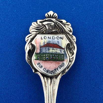 Collins & Cook Sterling Silver Enamel London Old Curiosity Shop Souvenir Spoon