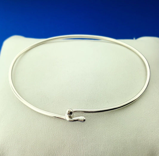 Designer Avery Sterling Silver 925 Polished Wire Bangle Bracelet