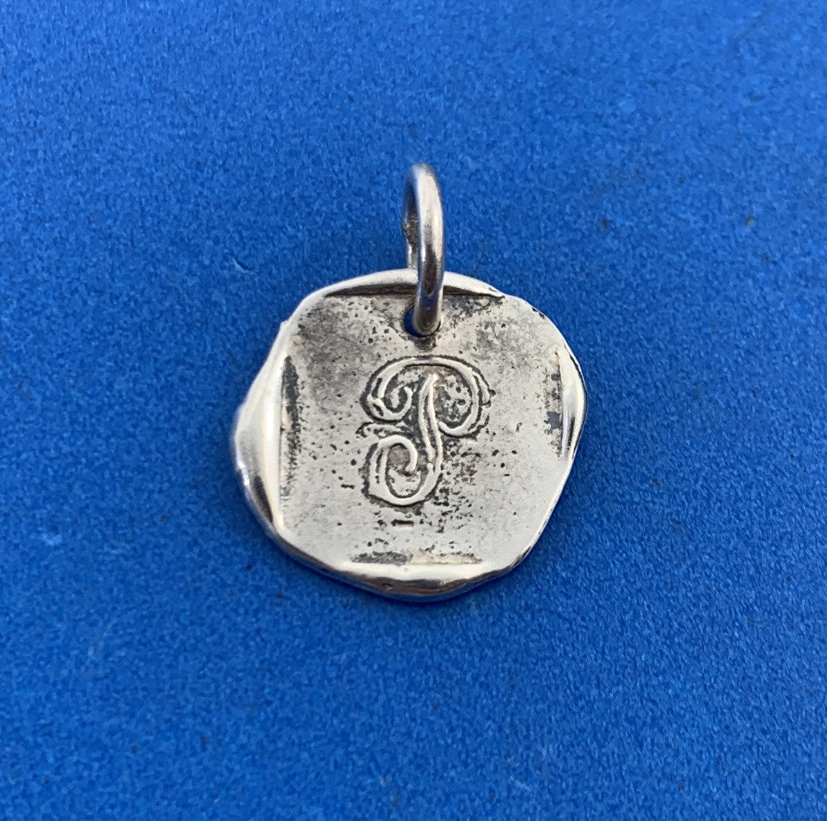 Waxing Poetic 925 Sterling Silver Monogram Script P Initial Disc Bracelet Charm