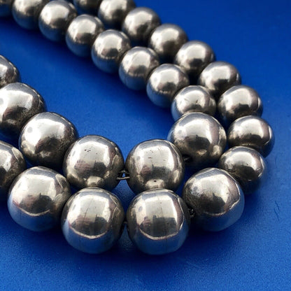 Vintage Taxco TD-29 Sterling Silver 925 Graduated Bead Ball Statement Necklace