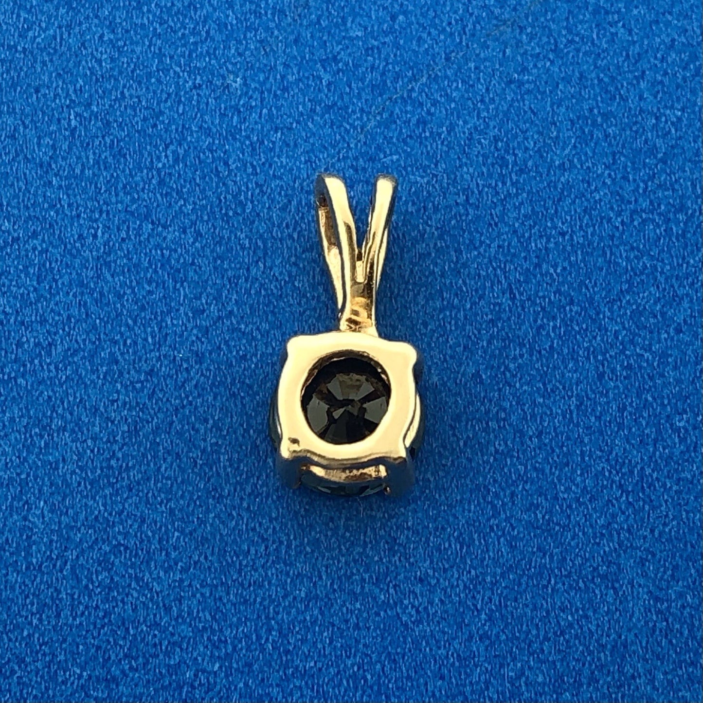 14k Yellow Gold Ladies 1.05 Carat Round Blue Sapphire Pendant