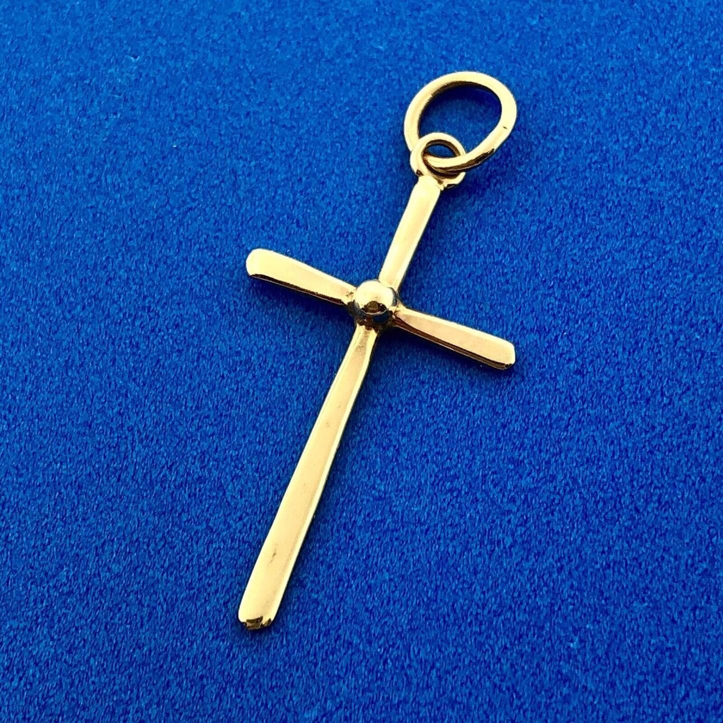 Modernist 10K Yellow Gold Polished Cross Religious Easter Charm Pendant