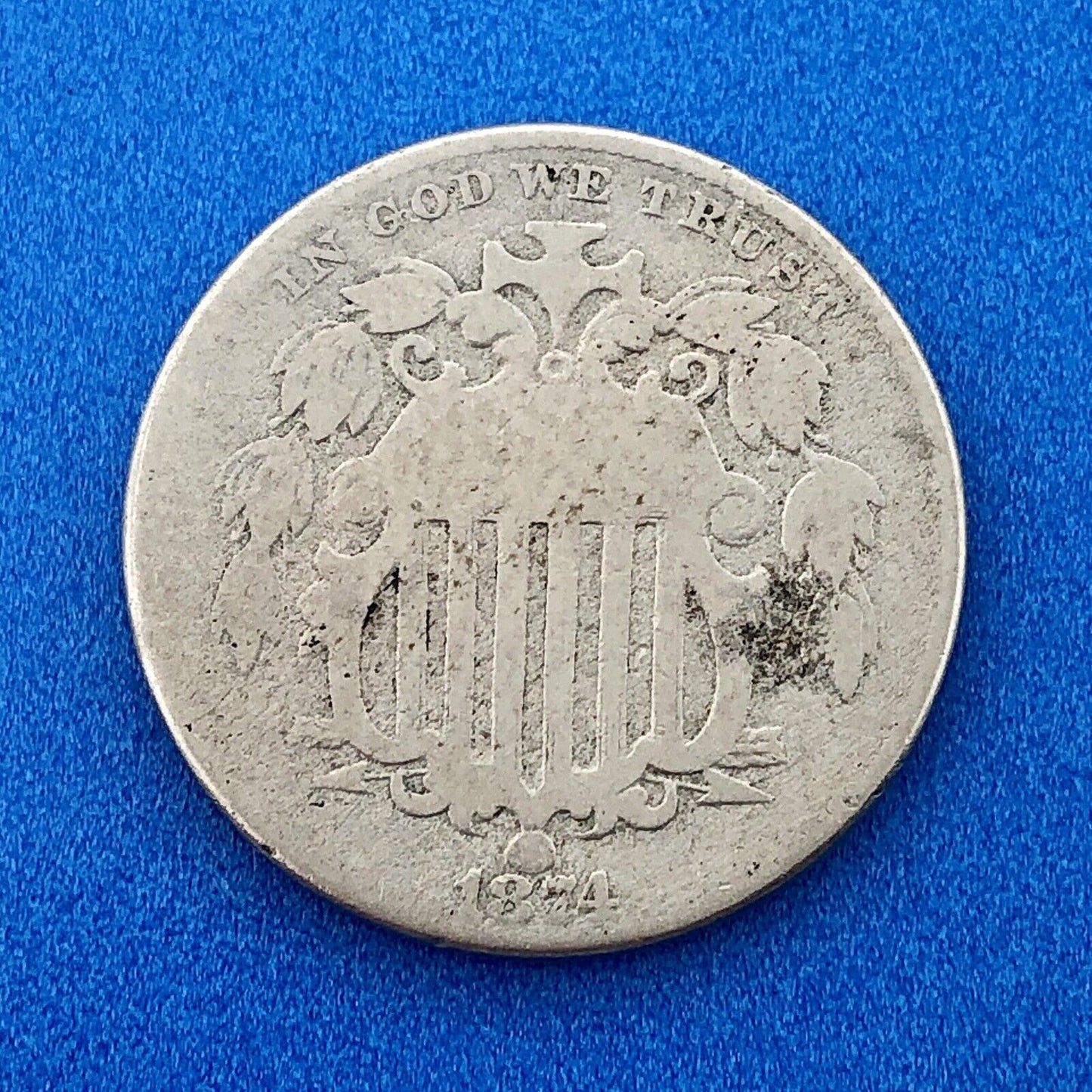 1874 P Shield Nickel Variety 2 Scarce Rare Better Key Philadelphia Mint Coin