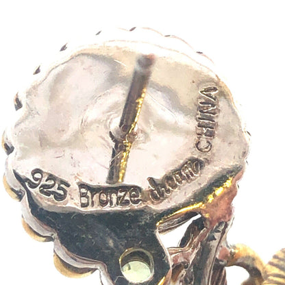 Designer Dream 925 Sterling Silver Bronze Peridot Feather Hoop Earrings