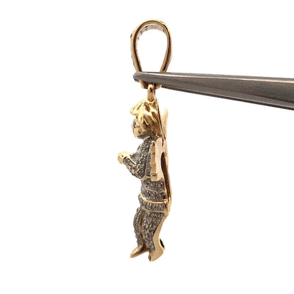 Designer 14K Yellow Gold Round Diamond 3D Cherub Angel Statement Pendant