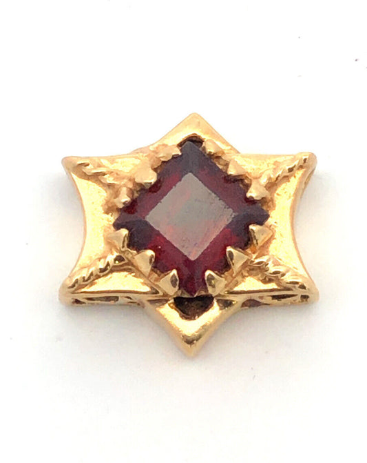 Designer 14K Yellow Gold Square Garnet January Anniversary Starburst Slide Charm