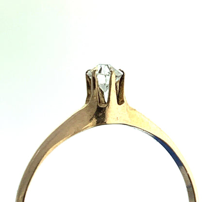 Estate Robin Hood 10K Rose Gold Cubic Zirconia Solitaire Engagement Promise Ring