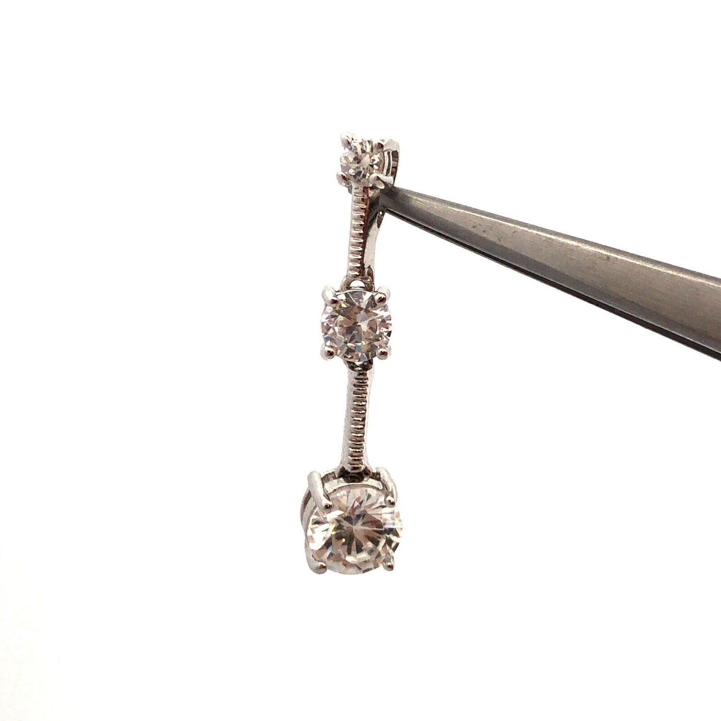 Designer J 925 Sterling Silver Round Cubic Zirconia CZ Trio Graduated Pendant