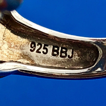 Designer BBJ Sterling Silver 925 Mystic Topaz Marcasite Statement Finger Ring