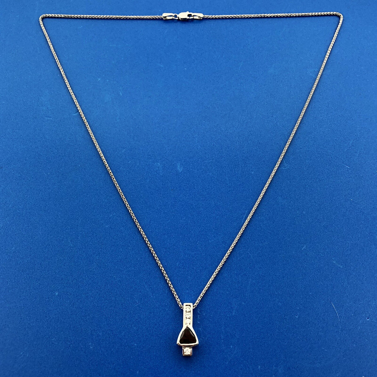 Designer India 14K White Gold Trilliant Garnet Diamond Accent January Necklace