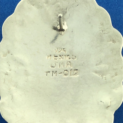 Taxco Mexico JMA TM-212 925 Sterling Silver Black Onyx Concho Stud Earrings