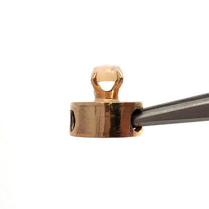 Vintage 10K Yellow Gold Round Opal Cabochon Slide Bracelet Charm