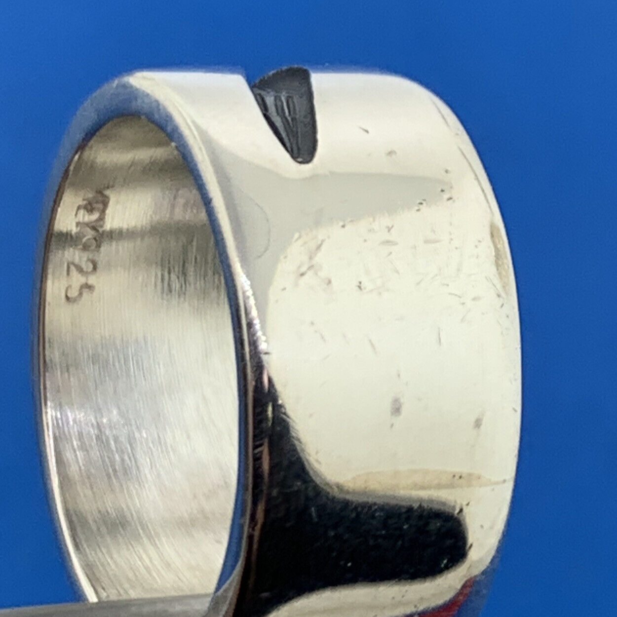 Vintage Mexico 925 Sterling Silver Modernist Storyteller Wide Cigar Band Ring