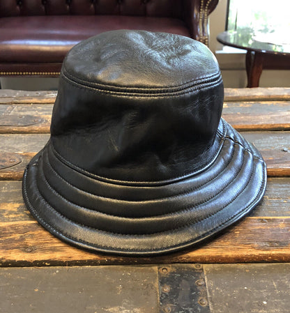 Mitchie's Size Small Medium Black Leather Bucket Hat
